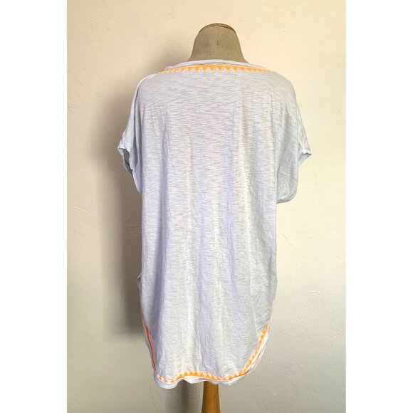 Lisa Todd Womens Large White Tunic With Neon Orange Embroidered Accents - Picture 2 of 6